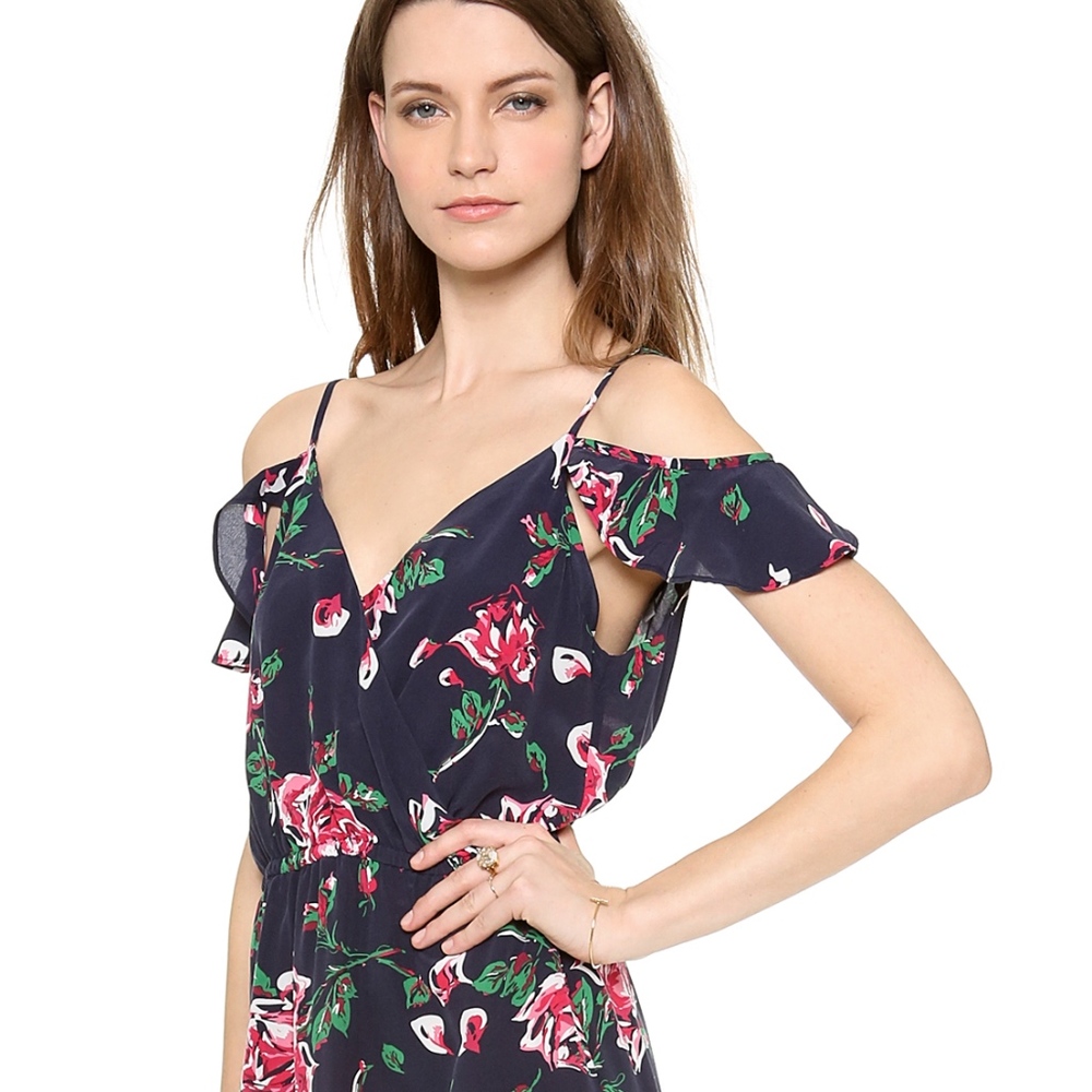 Joie Silk Floral Boho Cold Shoulder Mini Dress